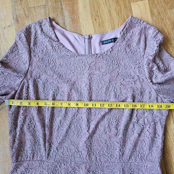 Mikarose 2XL Mauve Pink Lace Midi Dress NWT – Modest Long Sleeve - Picture 6 of 9